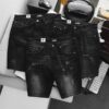 Quần short jean đen wash thời trang 85-130kg (Mẫu 12)