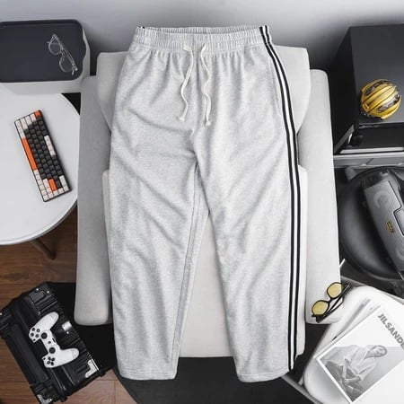 Quần thun dài form ống suông rộng vải cua phối sọc big size 1m75)