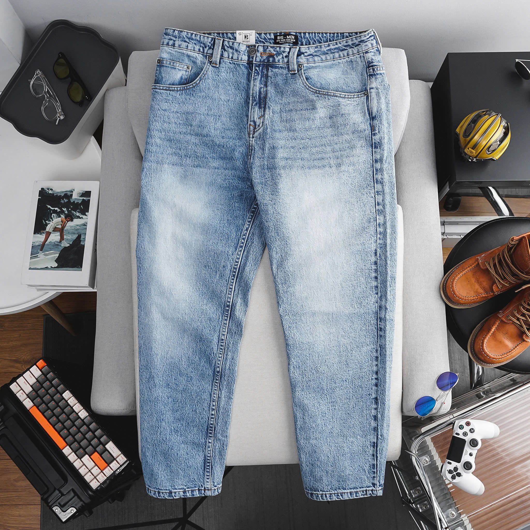 Quần jean dài wash co giãn bigsize nam 85-130kg - Mã 422 421 - Ảnh 2