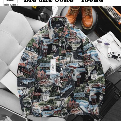 [Big Men] Áo khoác sơ mi chất vải jean gấm họa tiết 3D cá tính< 135 kg