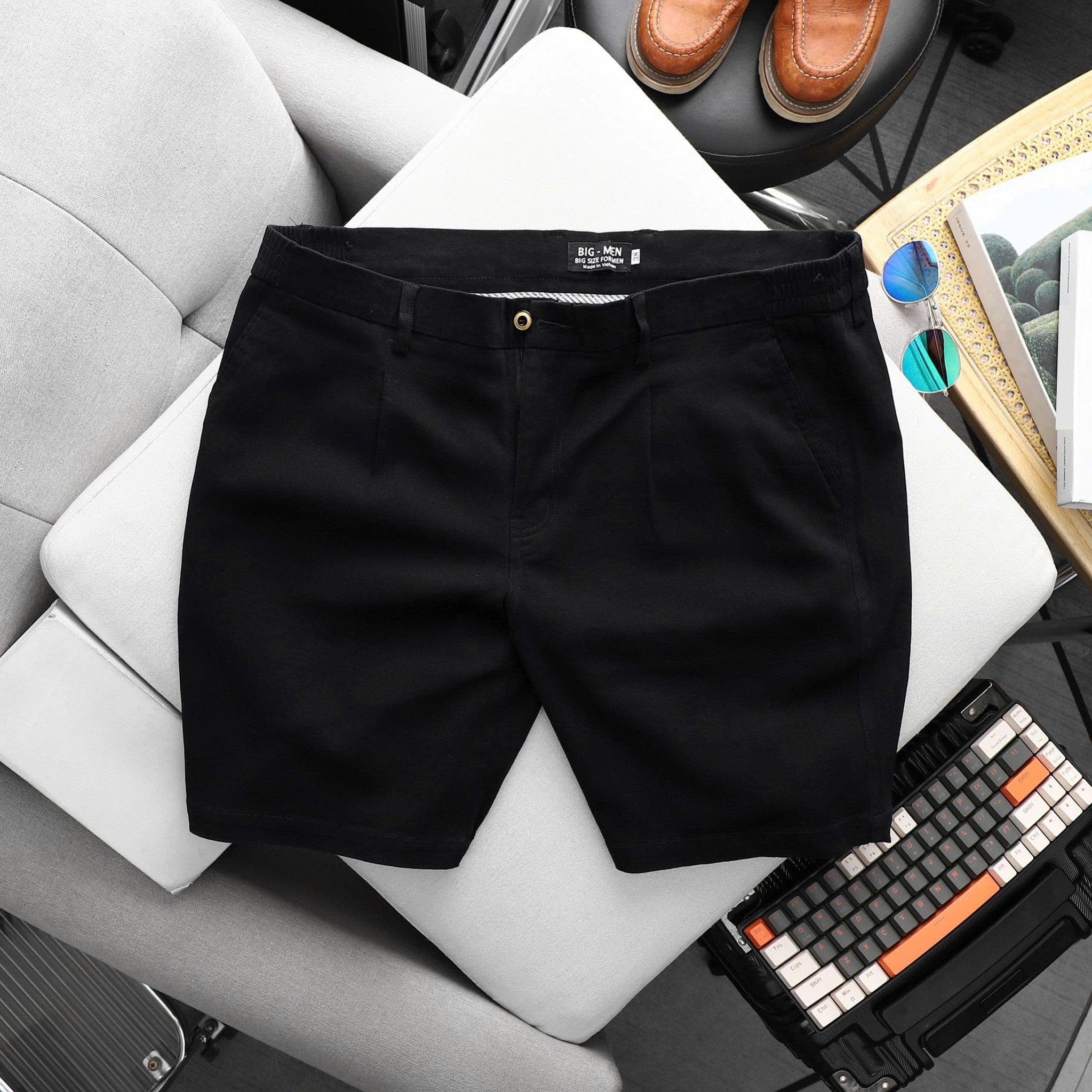 Big Men- Quần short kaki nam big size lưng thun thời trang 80 -130kg - lưng thun 2 bên - Ảnh 2