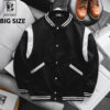 Big Men- Áo khoác bomber phong cách bóng chày bigsize nam vải nỉ phối vai viền sọc trắng thời trang< 140kg