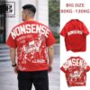 Áo thun cotton bigsize nam màu đỏ in lụa họa tiết 2 mặt Nonsense cá tính thời trang 85-135kg