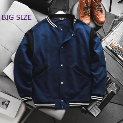 Áo khoác bomber vải nỉ cua phối sọc cá tính bigsize nam < 140kg