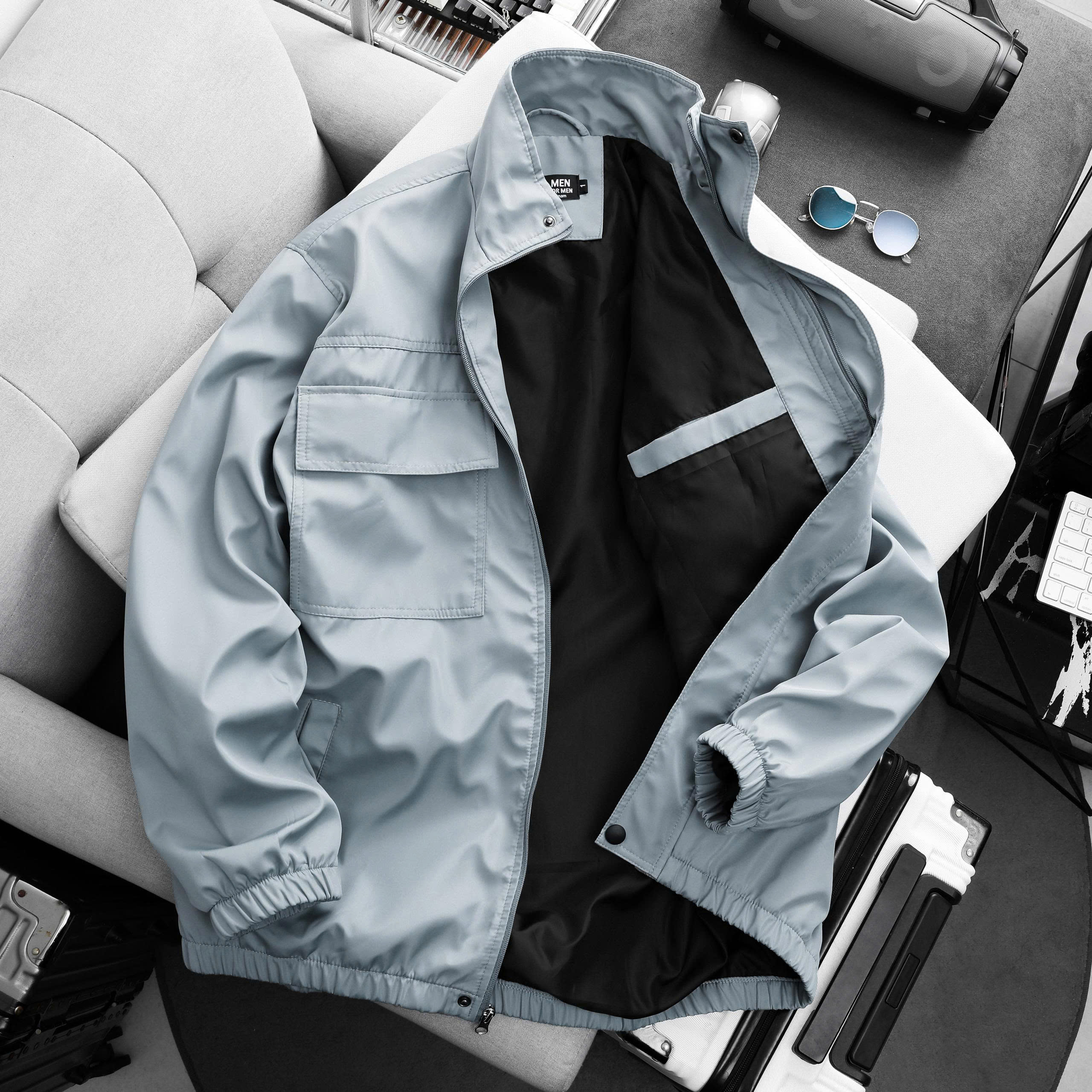 BIG MEN- Áo khoác dù bomber phối 2 túi cổ trụ cá tính thời trang bigsize nam< 130 kg - Ảnh 3