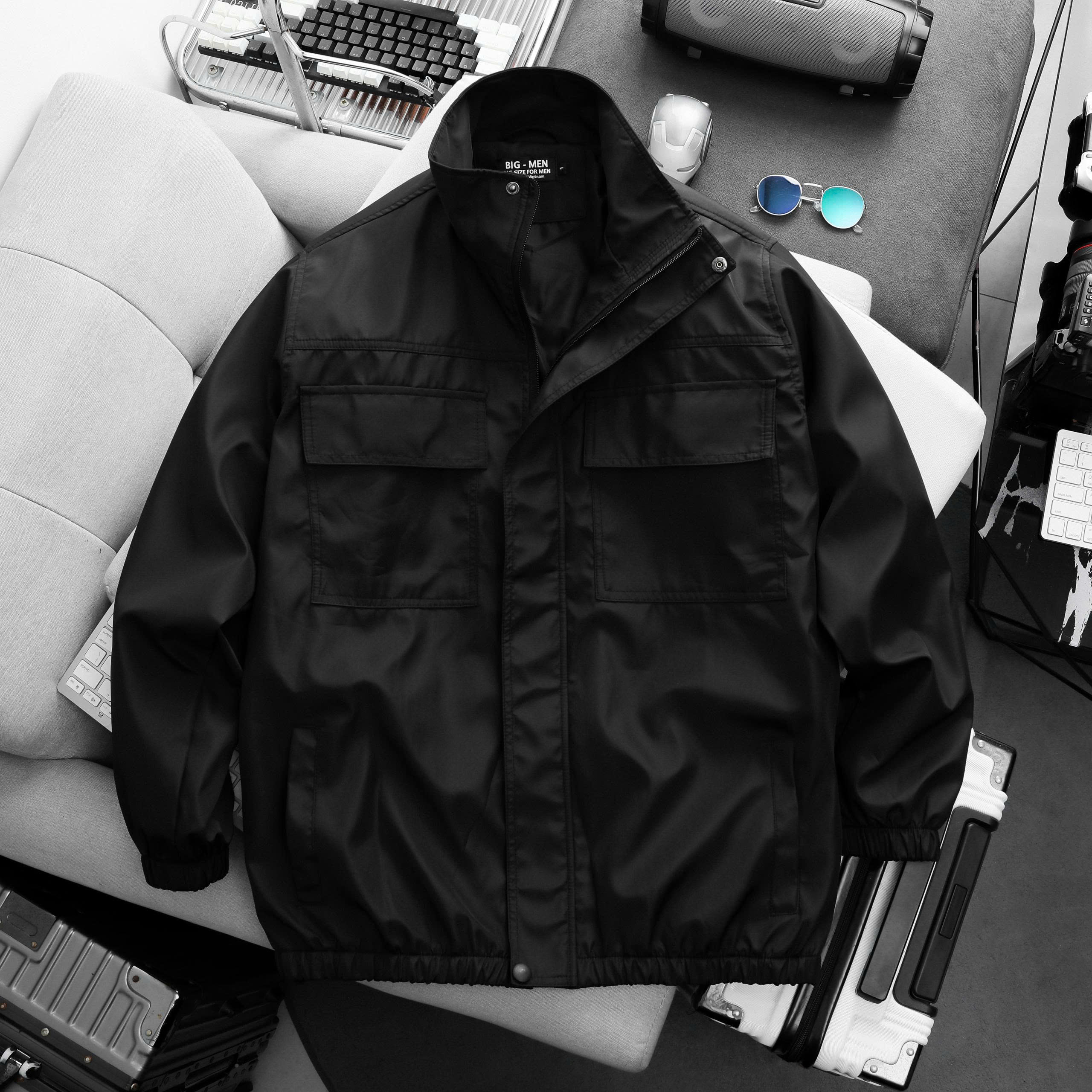 BIG MEN- Áo khoác dù bomber phối 2 túi cổ trụ cá tính thời trang bigsize nam< 130 kg - Ảnh 7